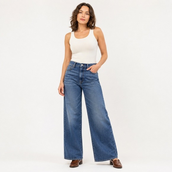 GAP Denim - Gap Denim Womens 6/28R High Rise Wide Leg Jeans Medium Wash Blue Casual Pants
